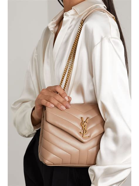 lou lou ysl beige|SAINT LAURENT Loulou small quilted leather shoulder bag.